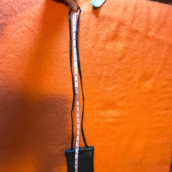 Black real leather topstitched diamond phone clutch bag made in Italy NWT - Picture 8 of 10